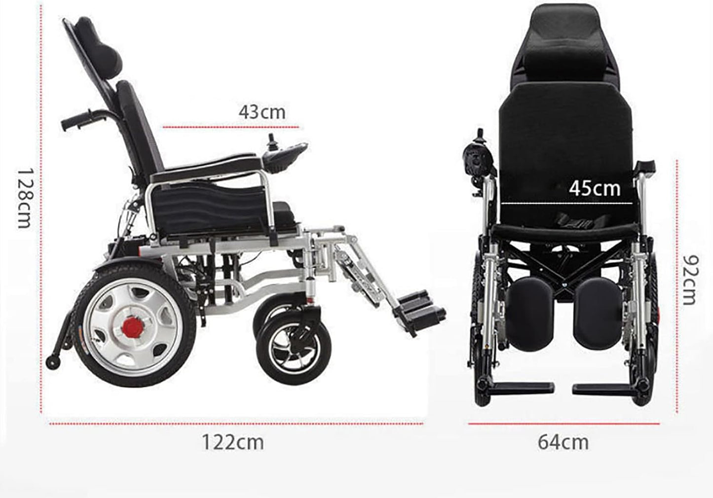 Electric Wheelchair Heavy Duty Foldable Lightweight Powered Chair with Joystick, 120KG Weight Capacity, Portable for Indoor & Outdoor Use