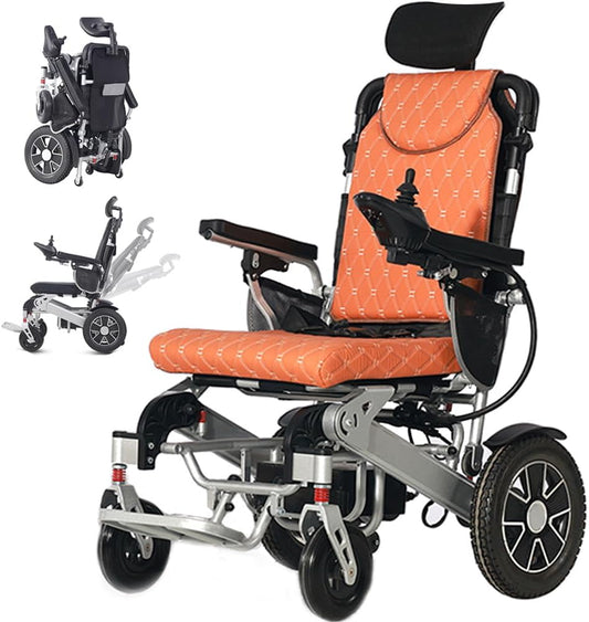 Electric Wheelchair, Lightweight Folding Power Chair, Reclining, 25km All Terrain, 500W Motor, 12AH Lithium Battery, Remote Control Mobility Aid