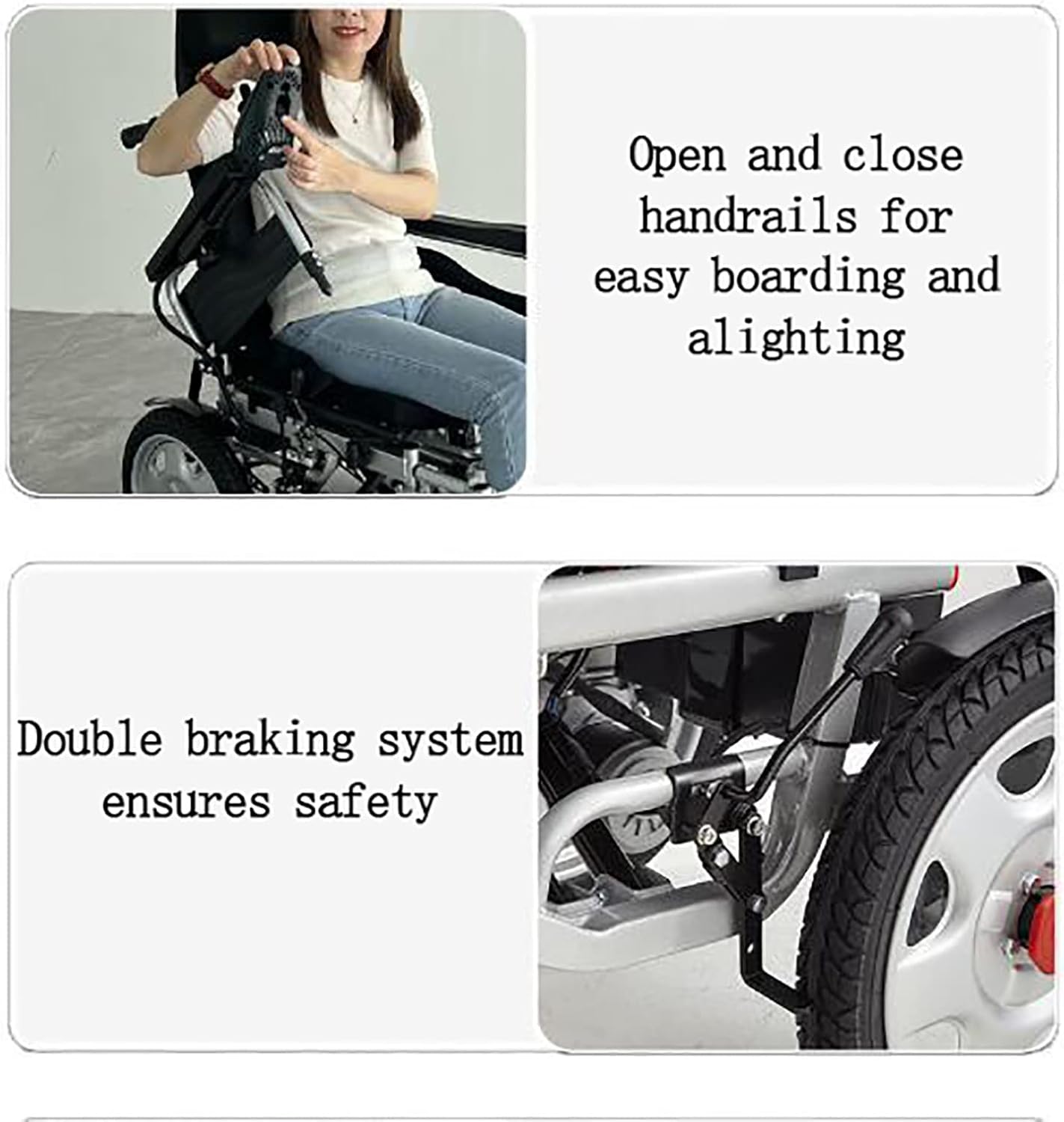Electric Wheelchair Heavy Duty Foldable Lightweight Powered Chair with Joystick, 120KG Weight Capacity, Portable for Indoor & Outdoor Use