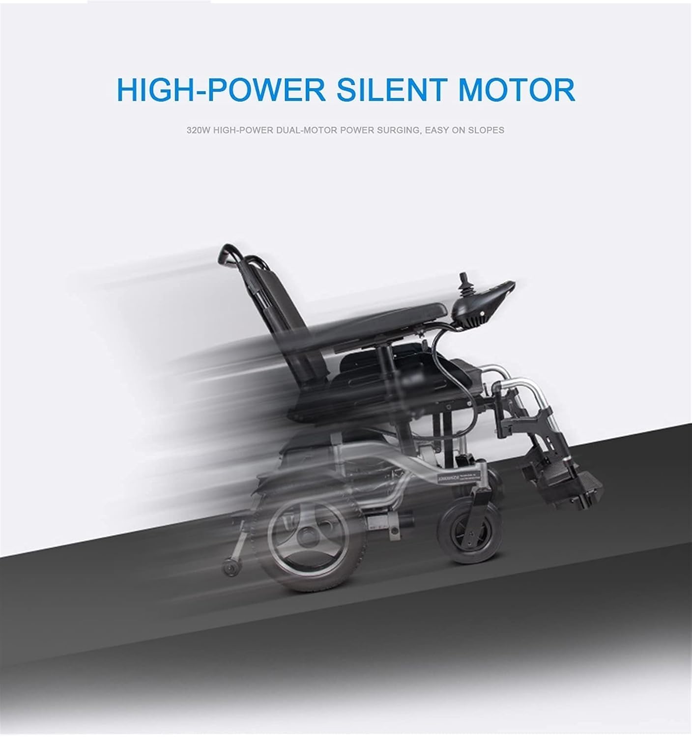 Luxury Electric Wheelchair, Electric Foldable Super Power Low Noise Large Capacity Battery Breathable Cushion and Backrest (Black)
