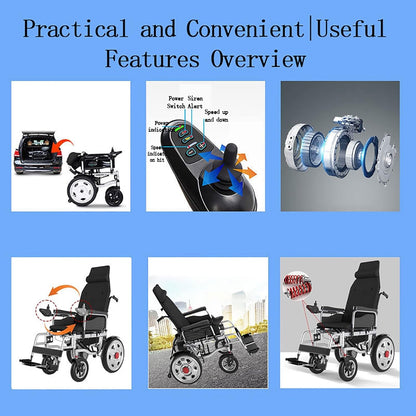 Electric Wheelchair Heavy Duty Foldable Lightweight Powered Chair with Joystick, 120KG Weight Capacity, Portable for Indoor & Outdoor Use