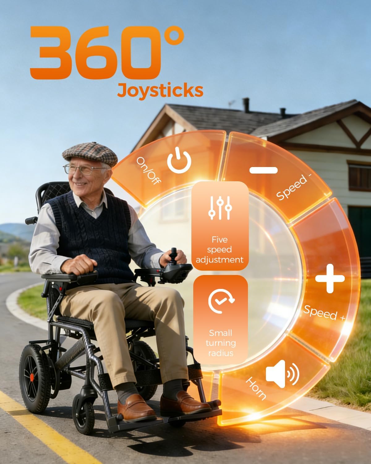 HomyKing 42LB Lightweight Electric Wheelchair for Adults, 250W Power 15Ah Battery, 15.5 Miles Range, Folding Mobility Scooter, Fold up Wheelchairs with Seat, Foldable Scooters for Seniors