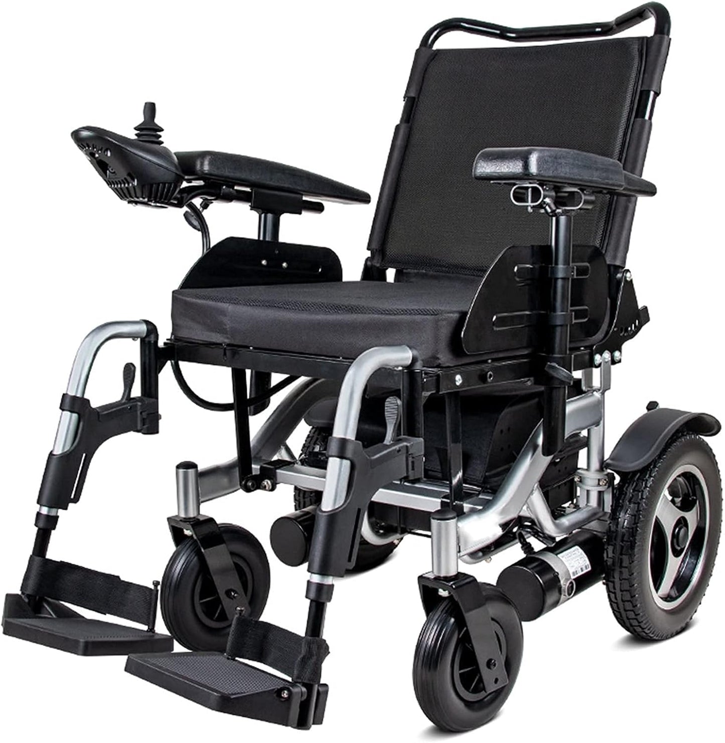 Luxury Electric Wheelchair, Electric Foldable Super Power Low Noise Large Capacity Battery Breathable Cushion and Backrest (Black)