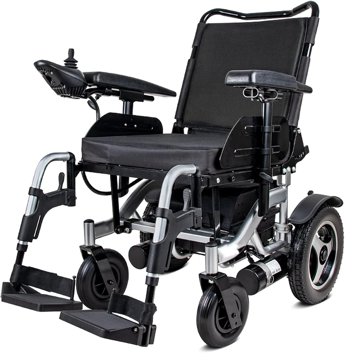 Luxury Electric Wheelchair, Electric Foldable Super Power Low Noise Large Capacity Battery Breathable Cushion and Backrest (Black)