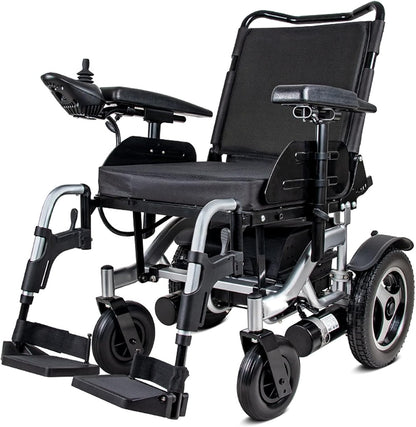 Luxury Electric Wheelchair, Electric Foldable Super Power Low Noise Large Capacity Battery Breathable Cushion and Backrest (Black)