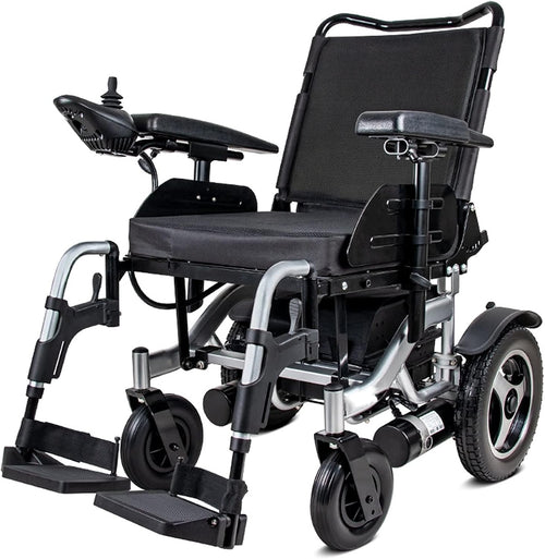 Luxury Electric Wheelchair, Electric Foldable Super Power Low Noise Large Capacity Battery Breathable Cushion and Backrest (Black)